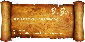 Budinszky Zsigmond névjegykártya